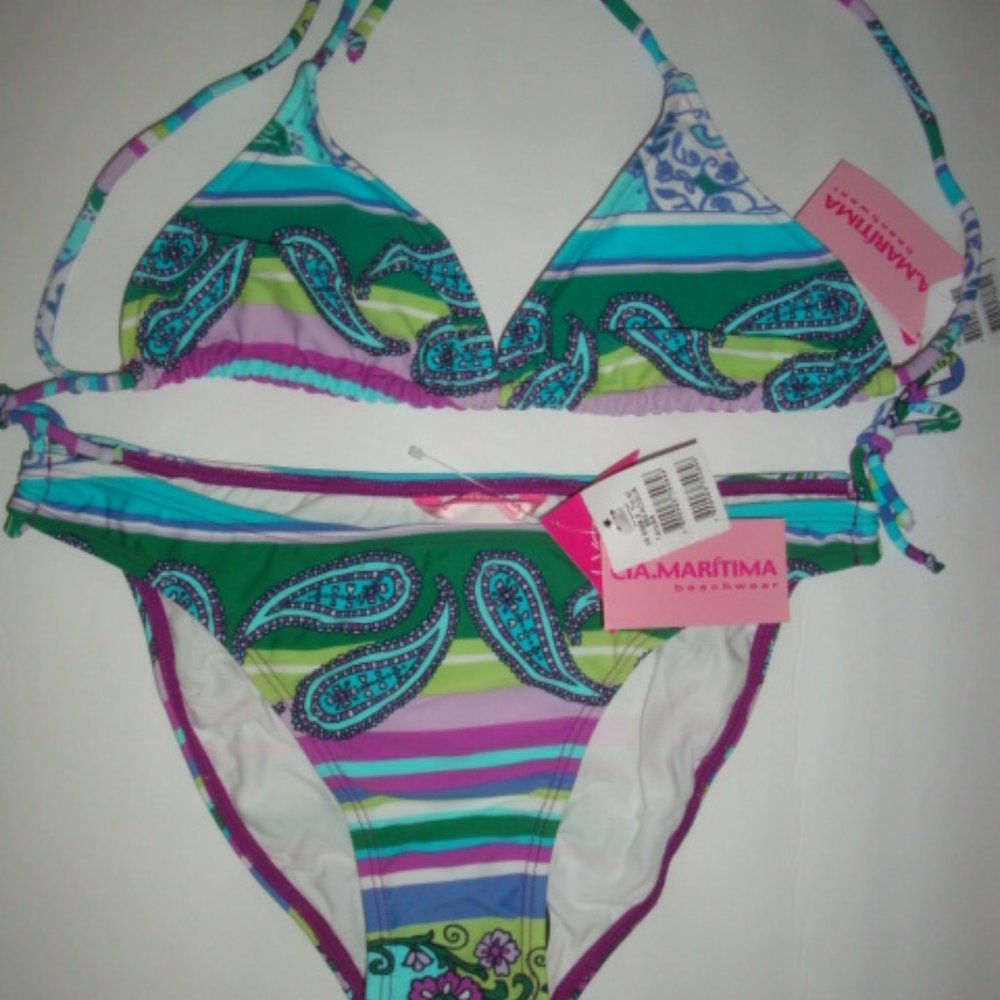 Cia.Maritima 2 Pc Swimsuit Stripe Paisley M 40